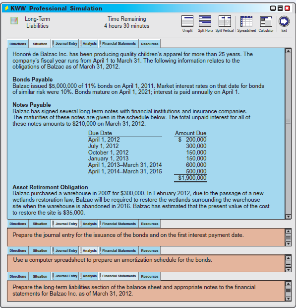 In this simulation, you are asked to address questions related to the accounting for long-term liabilities. Prepare responses to all parts.


